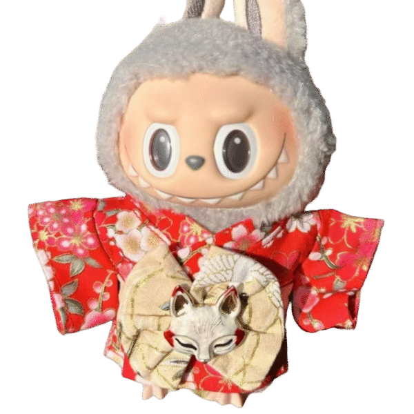 Labubu red small floral kimono