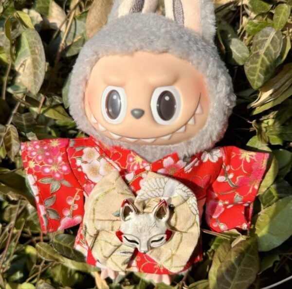 Labubu red small floral kimono